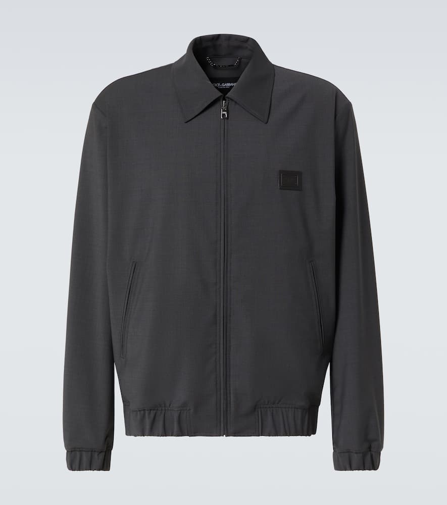 Dolce & Gabbana Men Wool Canvas Jacket With Plaque In Grey