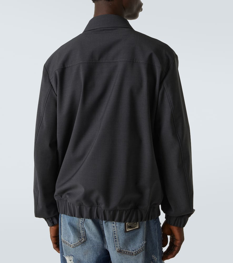 Dolce & Gabbana Men Wool Canvas Jacket With Plaque In Grey