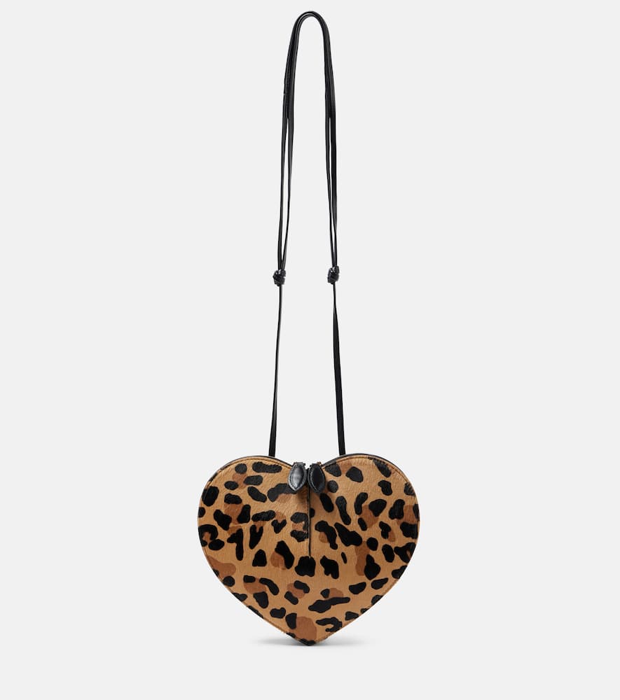 Alaïa Le Coeur Leopard-print Leather-trimmed Calf Hair Shoulder Bag In Pink