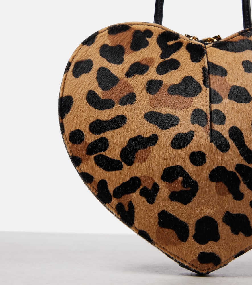 Alaïa Le Coeur Leopard-print Leather-trimmed Calf Hair Shoulder Bag In Pink