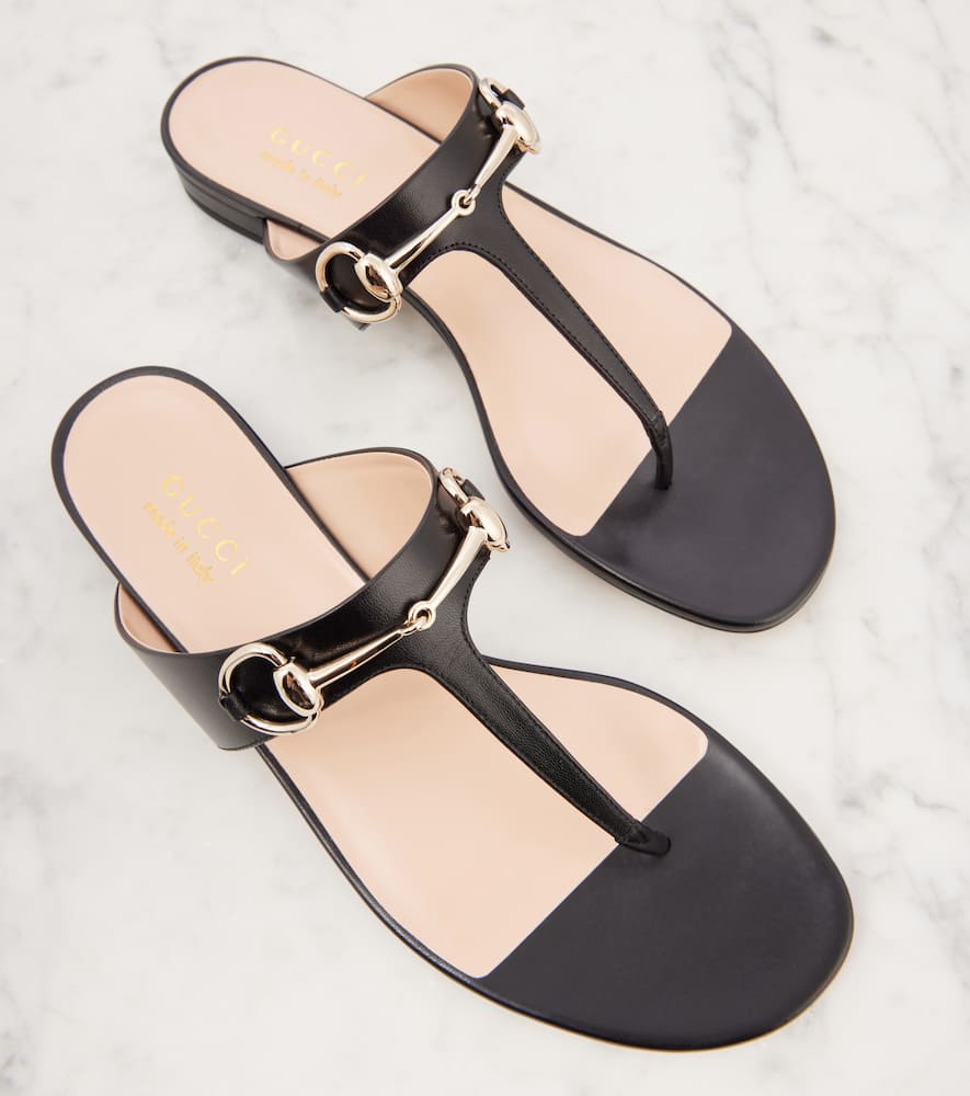 GUCCI LADY HORSEBIT LEATHER THONG SANDALS