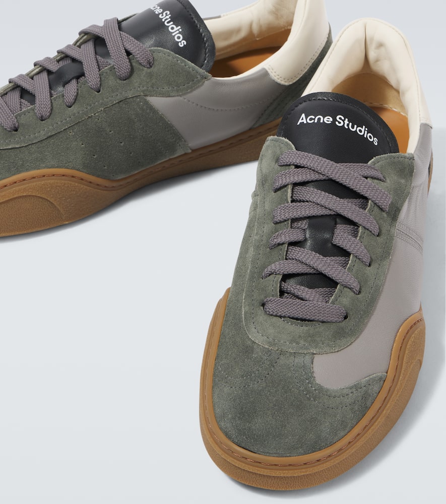 Shop Acne Studios Bars M Suede And Leather Sneakers In Grey