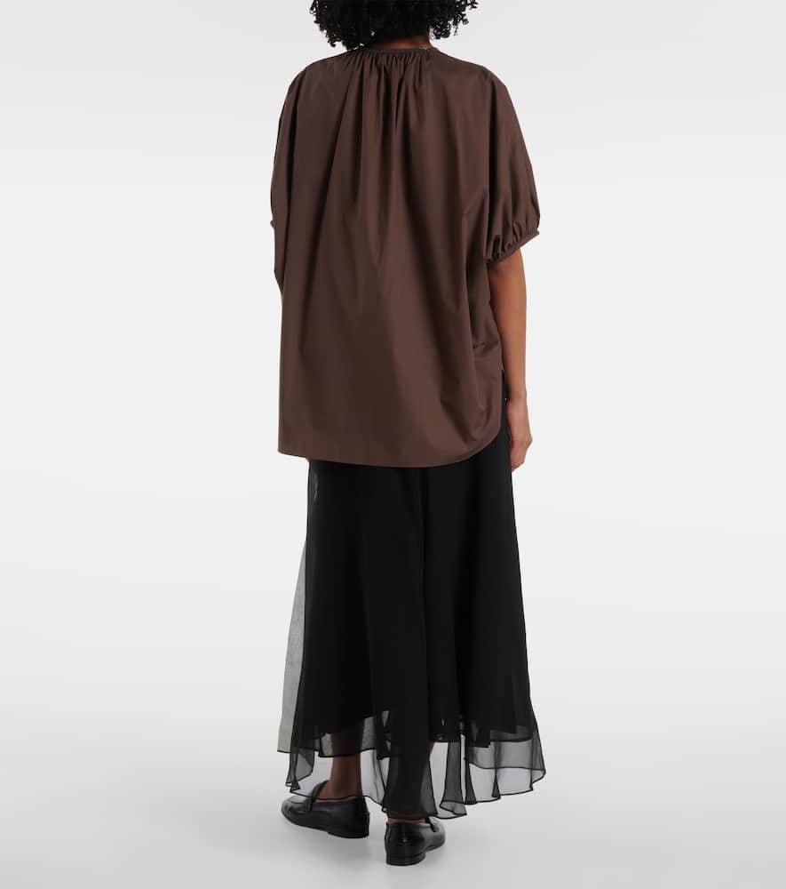 Brunello Cucinelli Monili Cotton Top In Brown