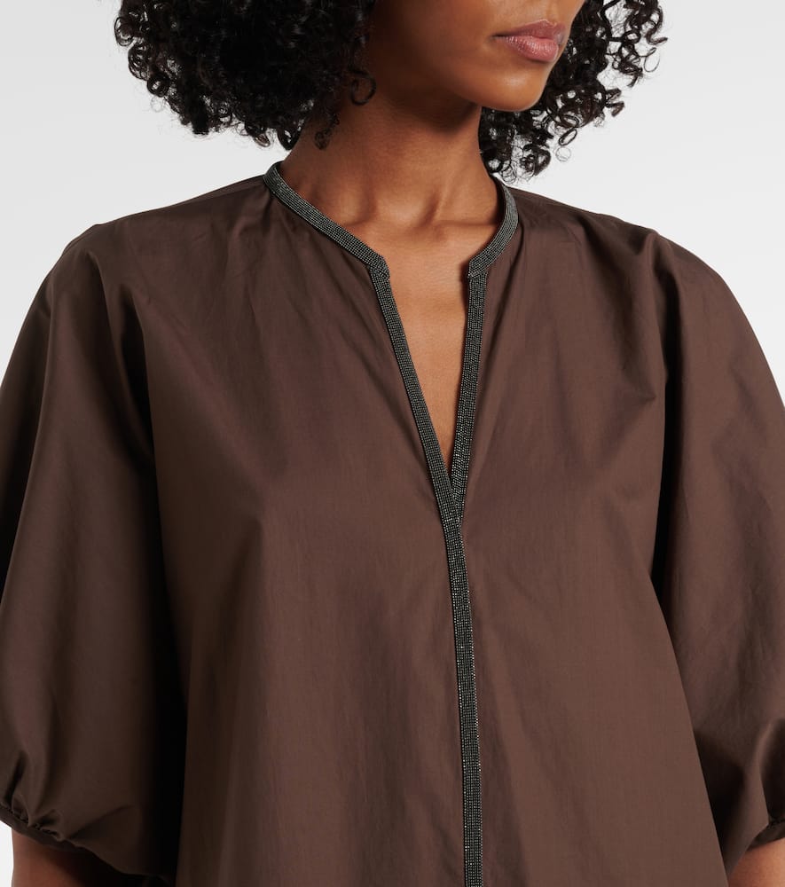 Brunello Cucinelli Monili Cotton Top In Brown