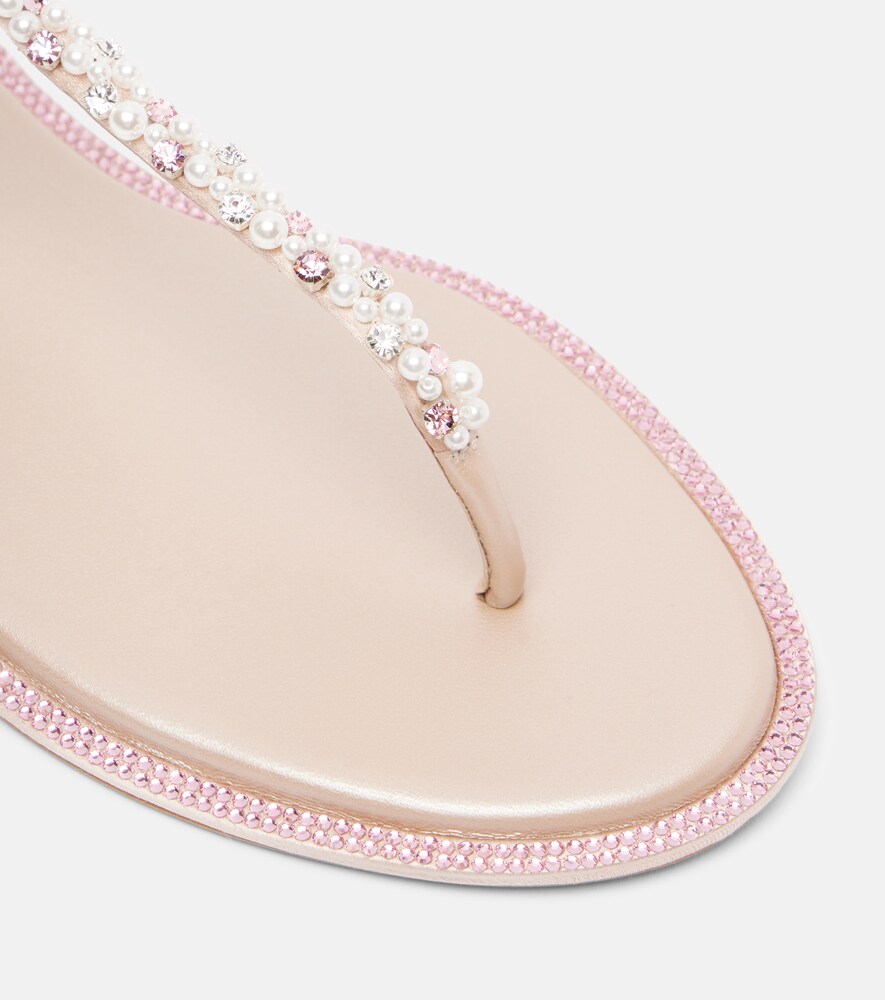  Rene Caovilla Rene Caovilla Sandalen Diana Aus Satin Mit Zierperlen 
