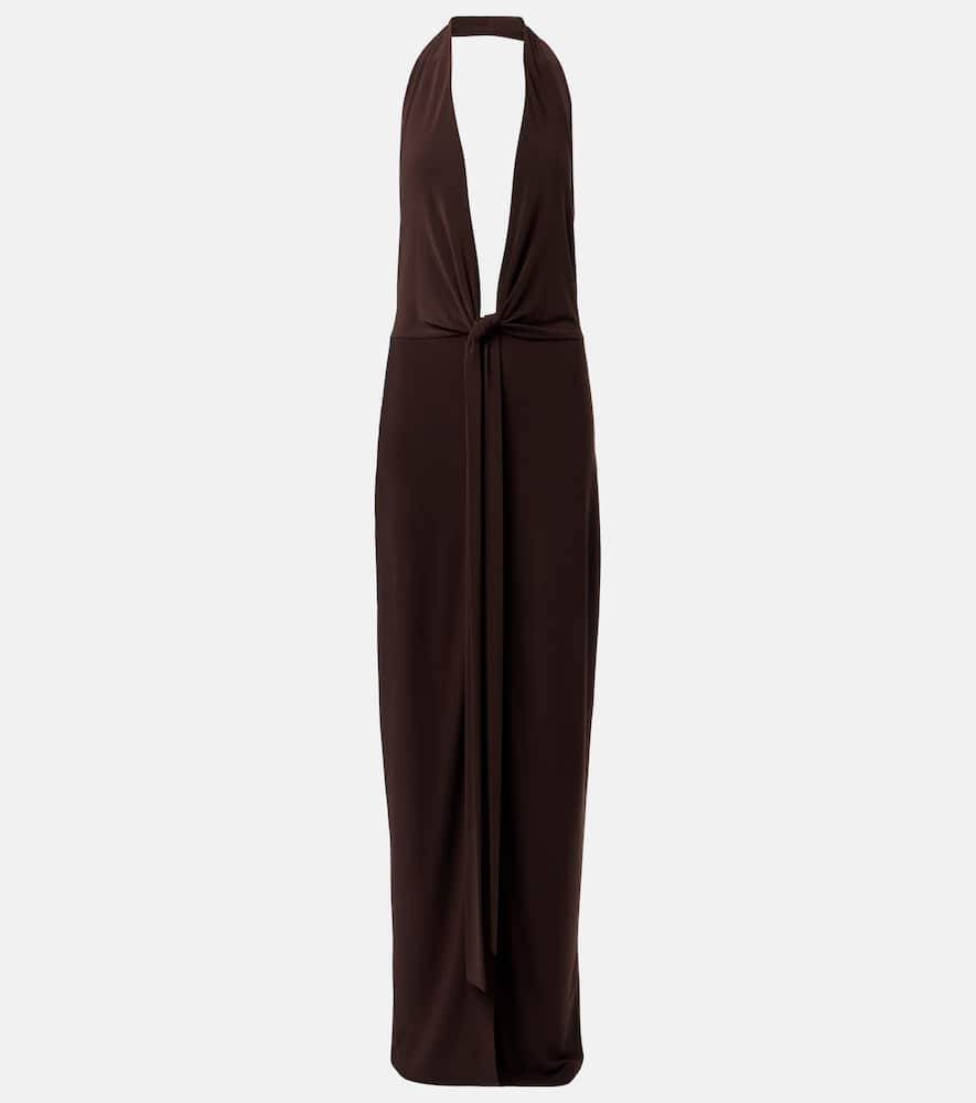 Halterneck jersey maxi dress