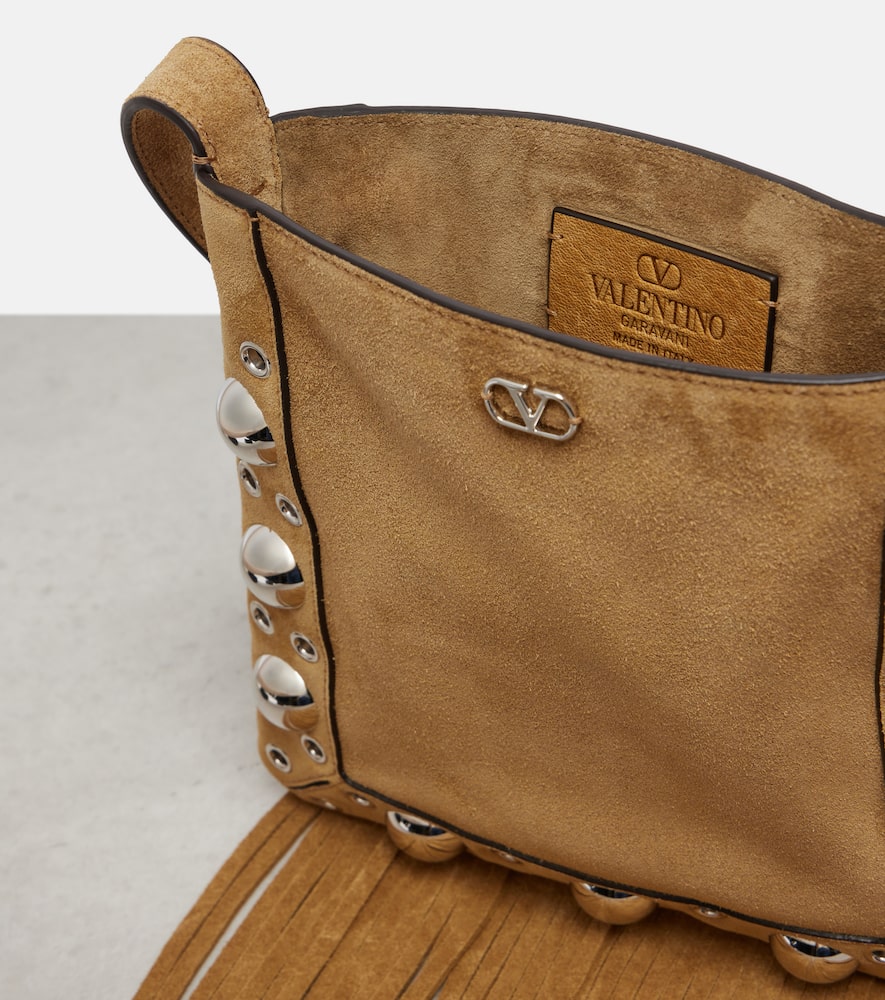 Valentino Nellcôte Vlogo Studded Suede Shoulder Bag