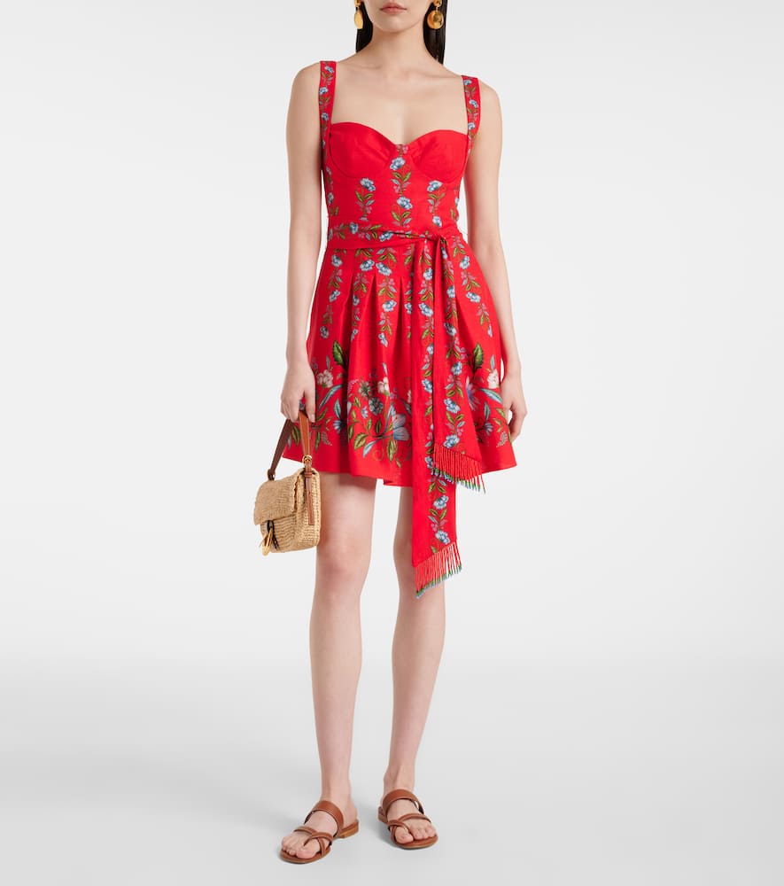 Farm Rio Red Sweet Bloom Bouquet Lenzing Ecovero Euroflax Mini Dress