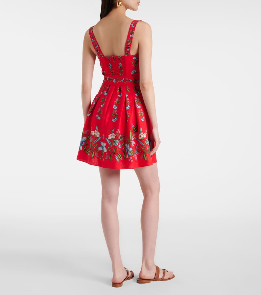 Farm Rio Red Sweet Bloom Bouquet Lenzing Ecovero Euroflax Mini Dress