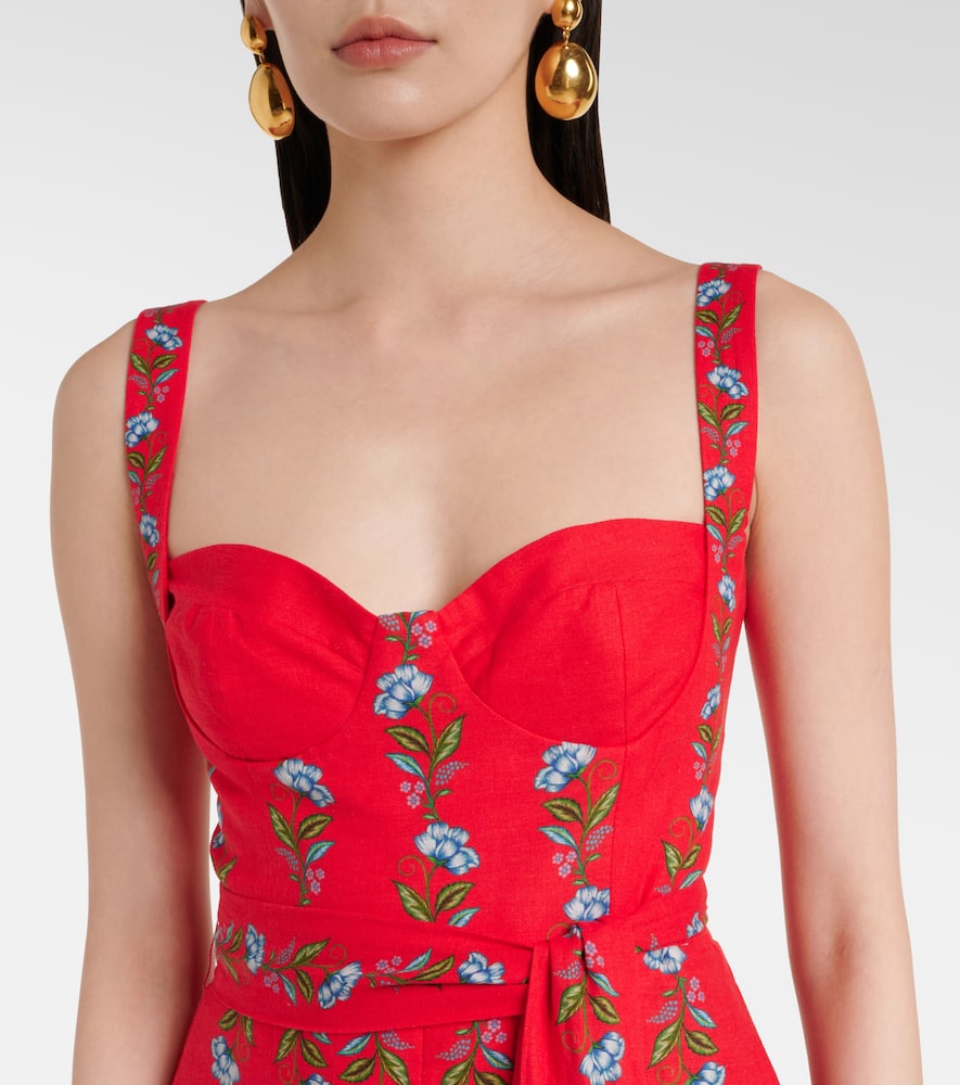 Farm Rio Red Sweet Bloom Bouquet Lenzing Ecovero Euroflax Mini Dress