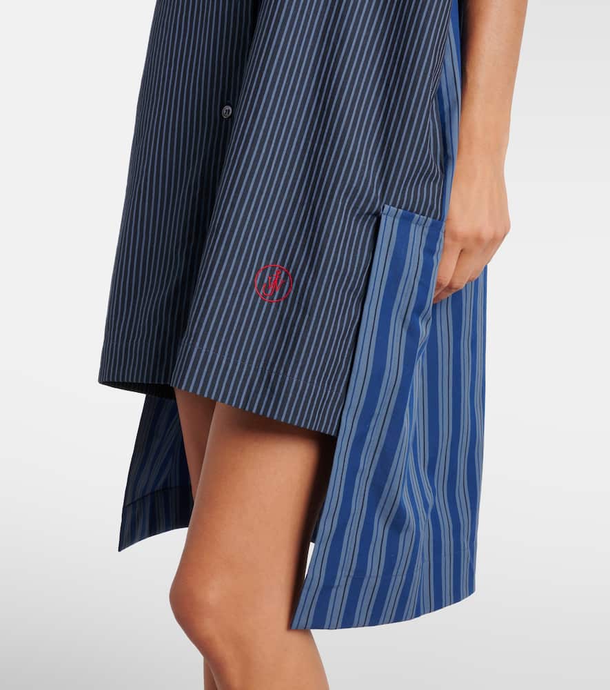 Jw Anderson Striped Cotton Poplin Shirt Dress In Blue