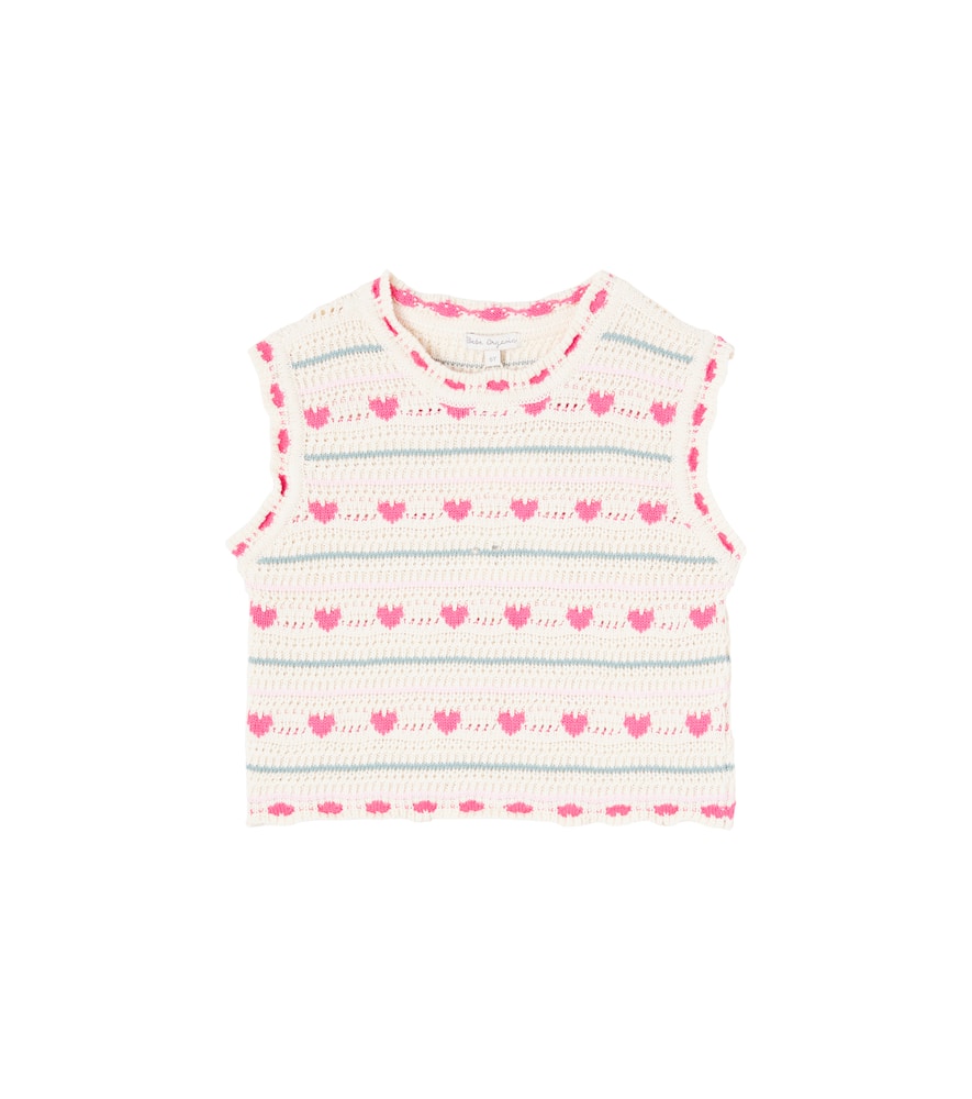 Bebe Organic Josie Crochet Cotton And Wool Vest In White
