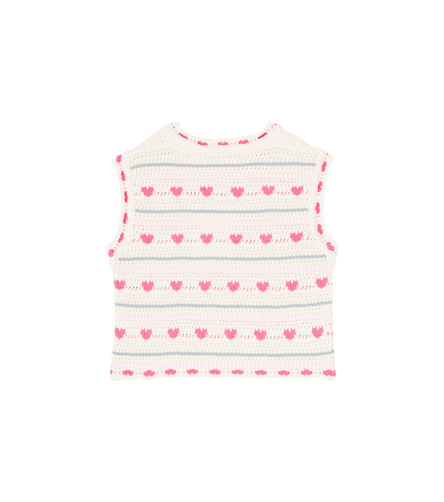 Bebe Organic Josie Crochet Cotton And Wool Vest In White