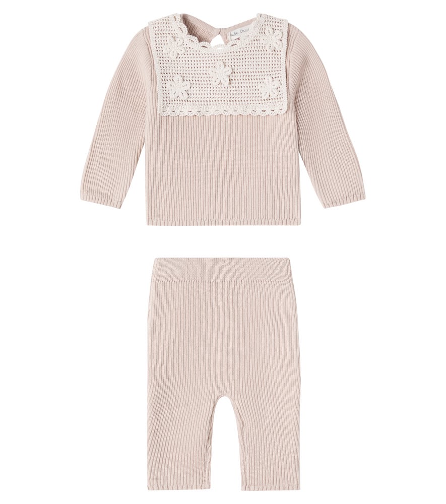 Bebe Organic Baby Lucette Set Of Cotton Sweater And Pants In Blue