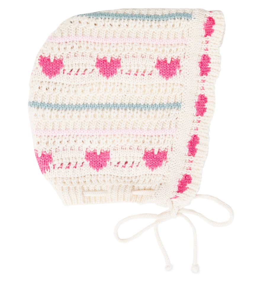Bebe Organic Baby Josie Crochet Cotton And Wool Bonnet In White