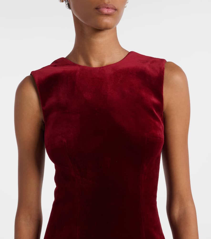 Emilia Wickstead Nodin Cotton Velvet Gown In Burgundy