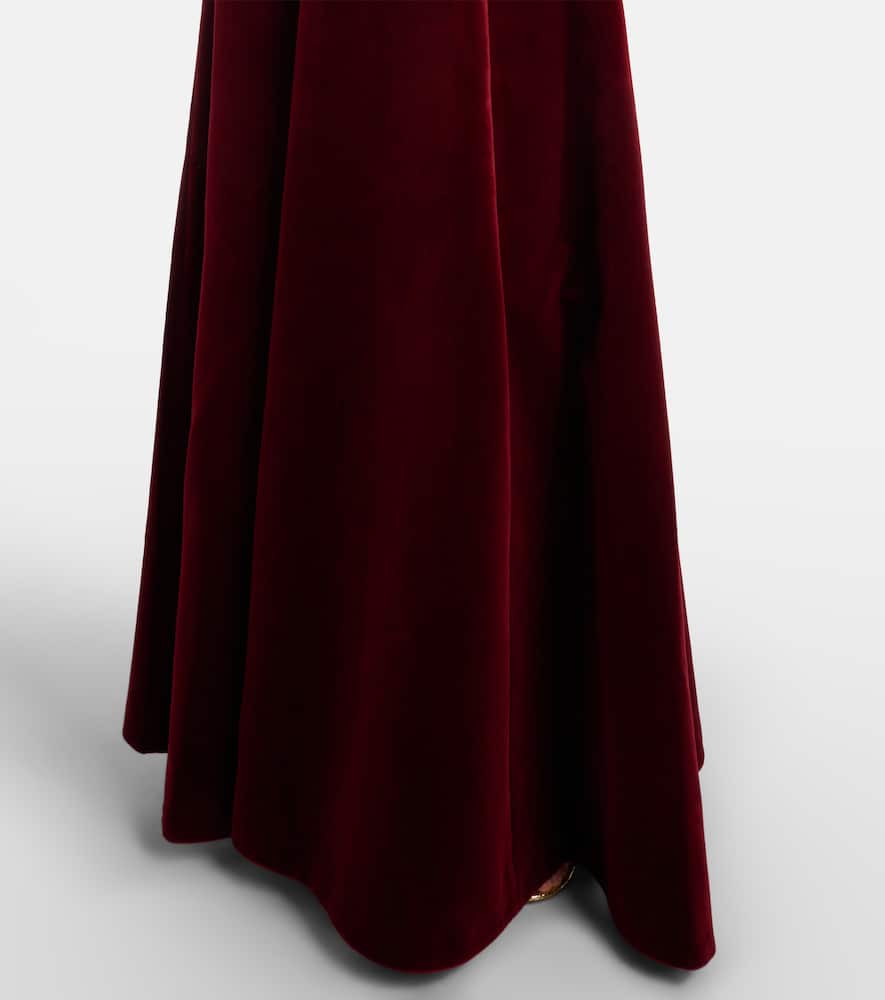 Emilia Wickstead Nodin Cotton Velvet Gown In Burgundy