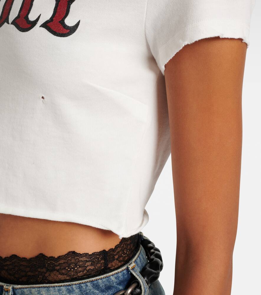 Dolce & Gabbana Graphic Print Cropped Top With Short Sleeves In White