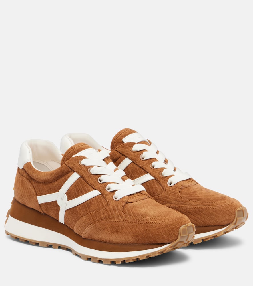 Veronica Beard Valentina Corduroy Suede Sneakers In Brown