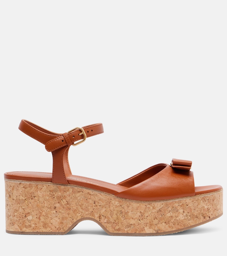  Ferragamo Ferragamo Selna Leather Wedge Sandals 
