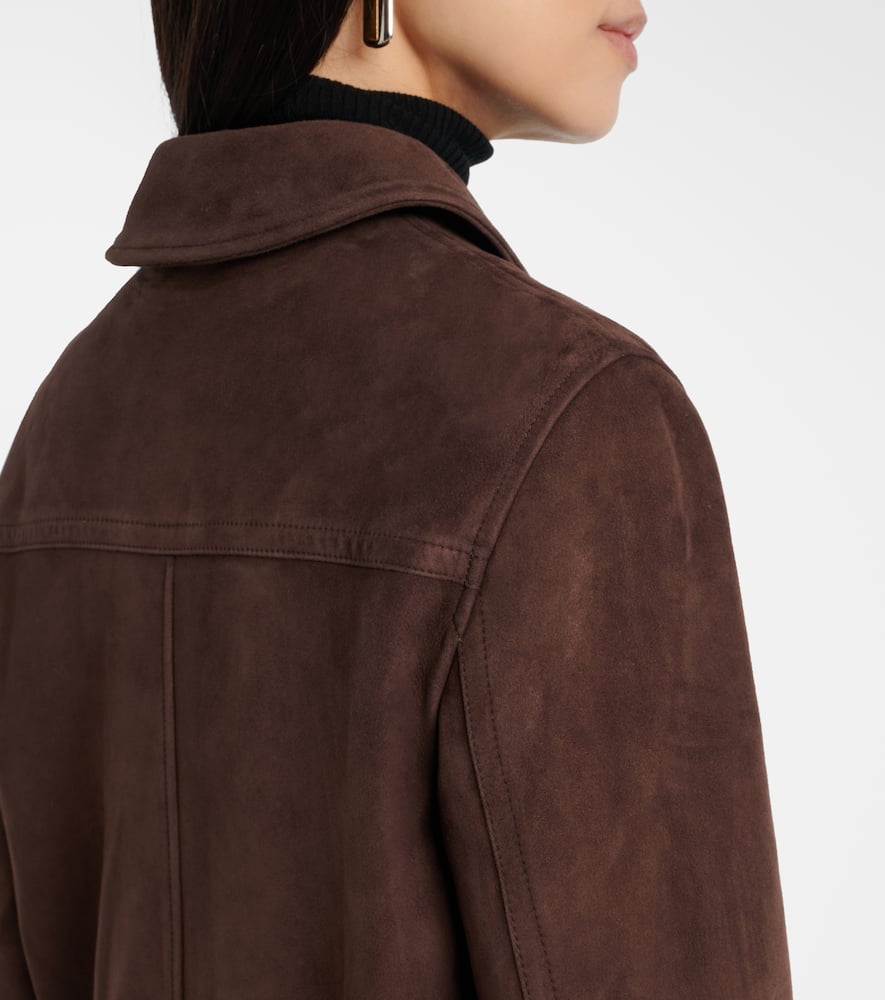 Yves Salomon Suede Bomber Jacket In Brown