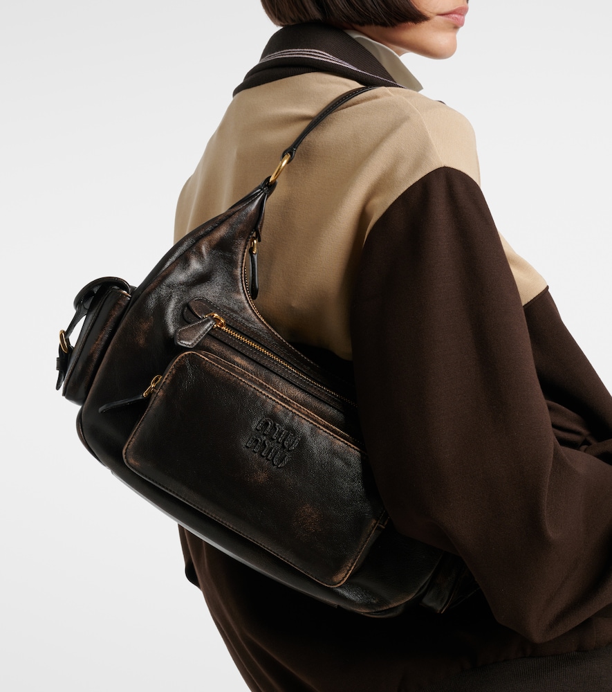 Miu Miu Distressed leather shoulder bag
