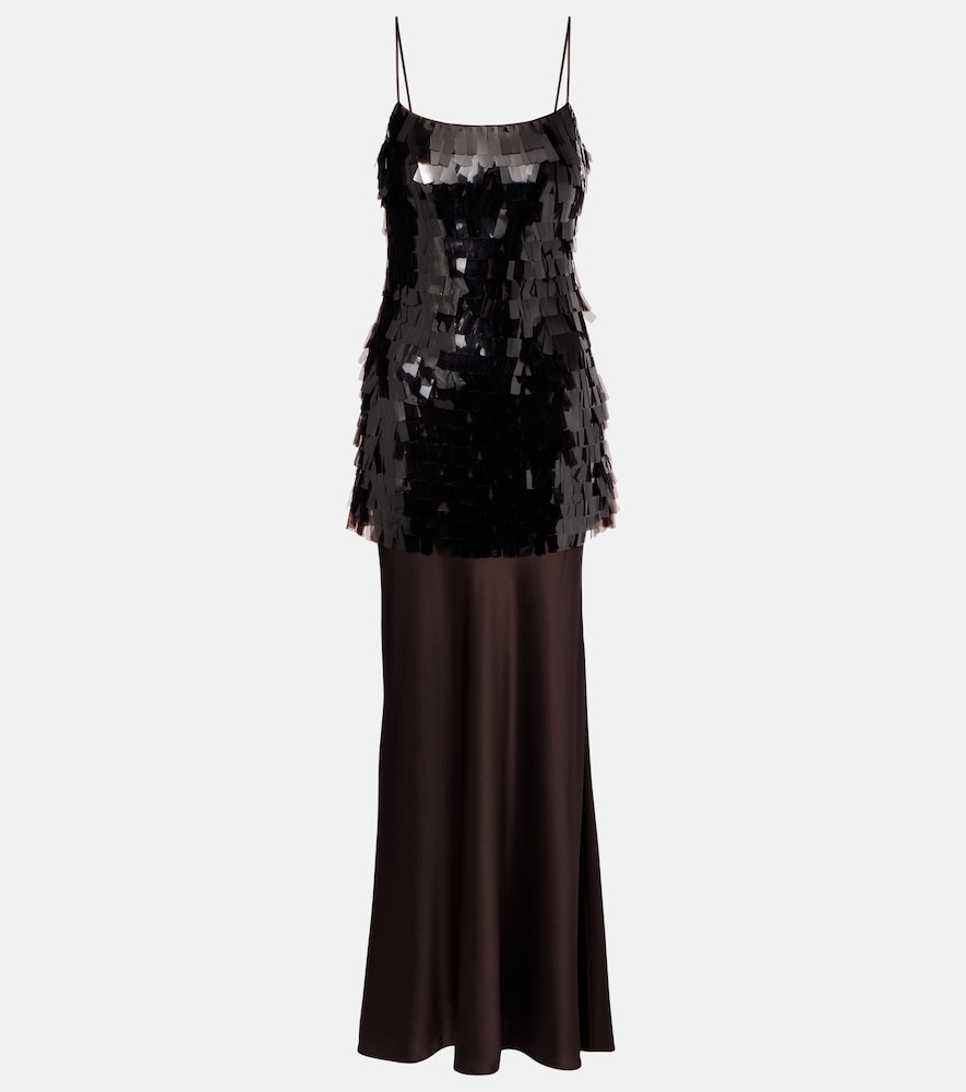Staud Mesa sequined satin gown