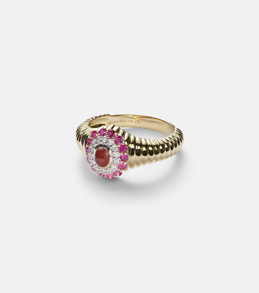 Yvonne Léon Pompadour Baby 9kt Gold Ring With Gemstones