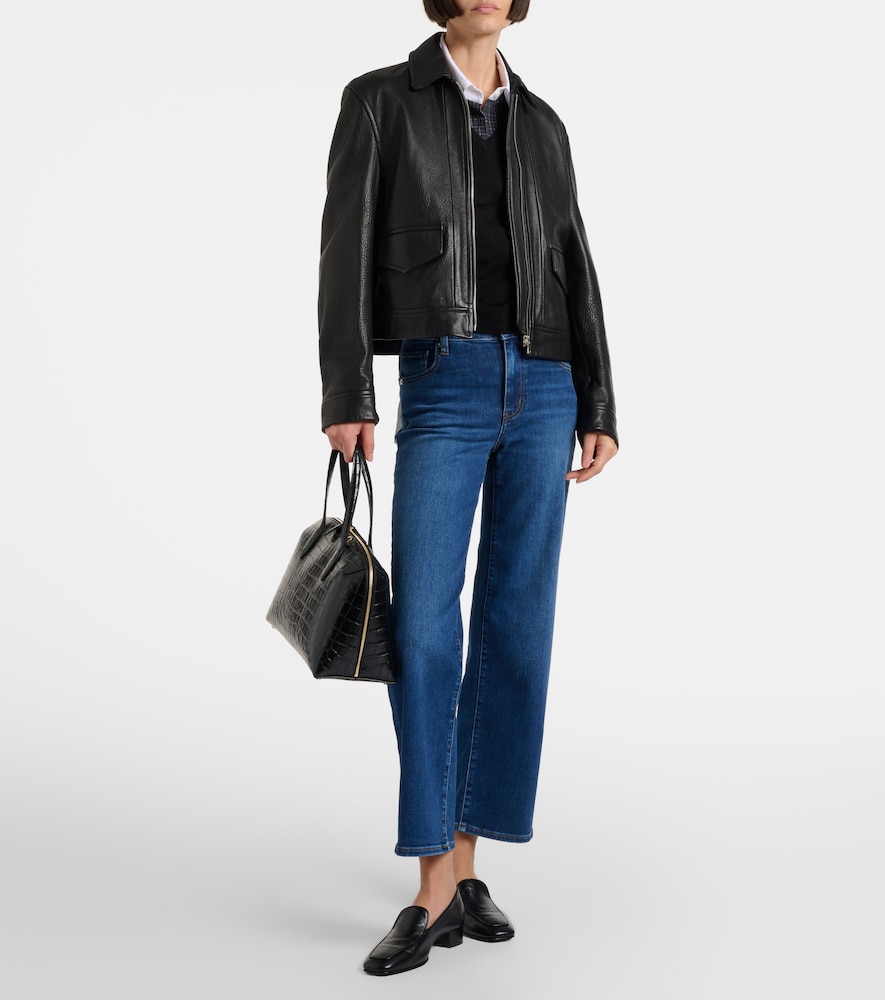 Frame Le Jane Faded High-rise Straight-leg Jeans In Dark Denim