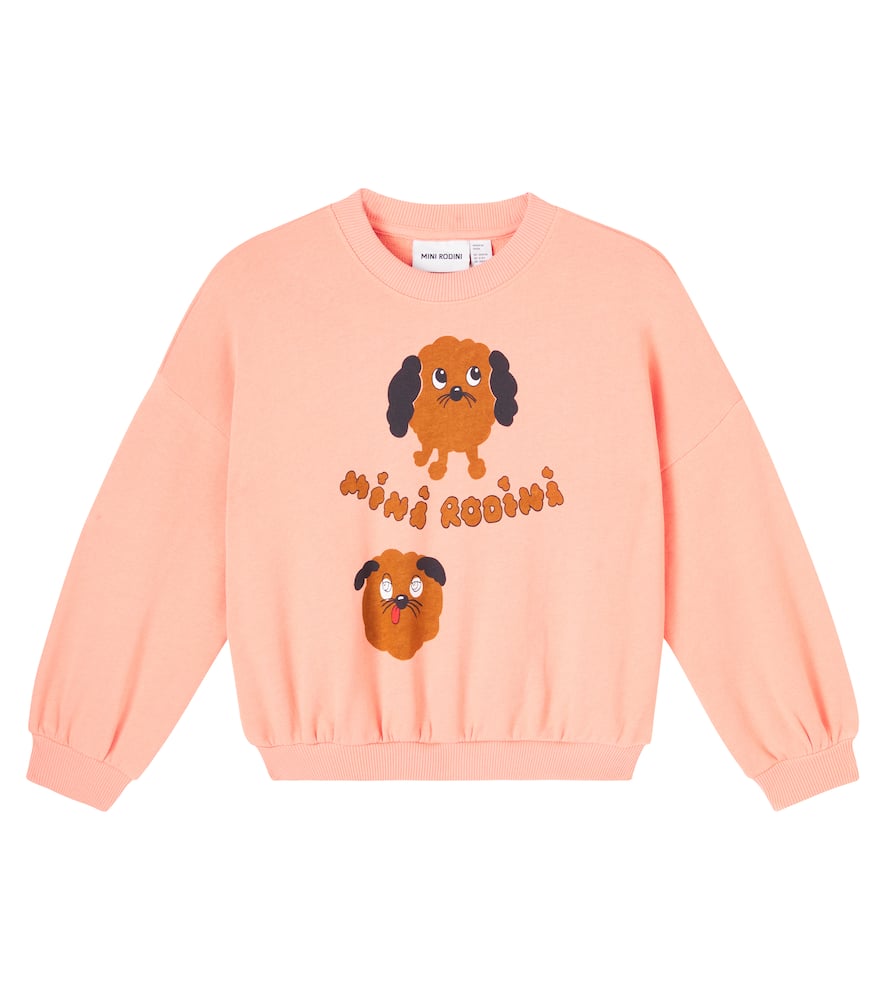 Mini Rodini Doggies Printed Cotton Sweatshirt In Orange