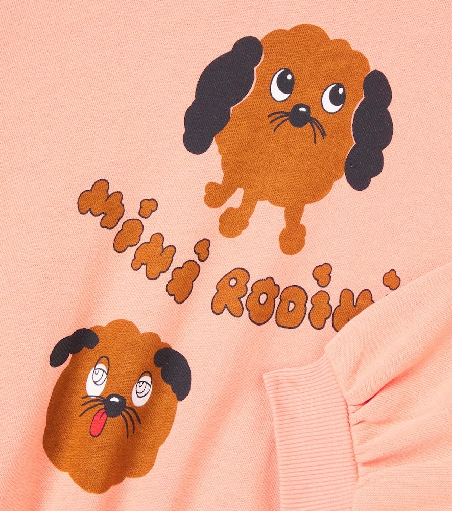 Mini Rodini Doggies Printed Cotton Sweatshirt In Orange