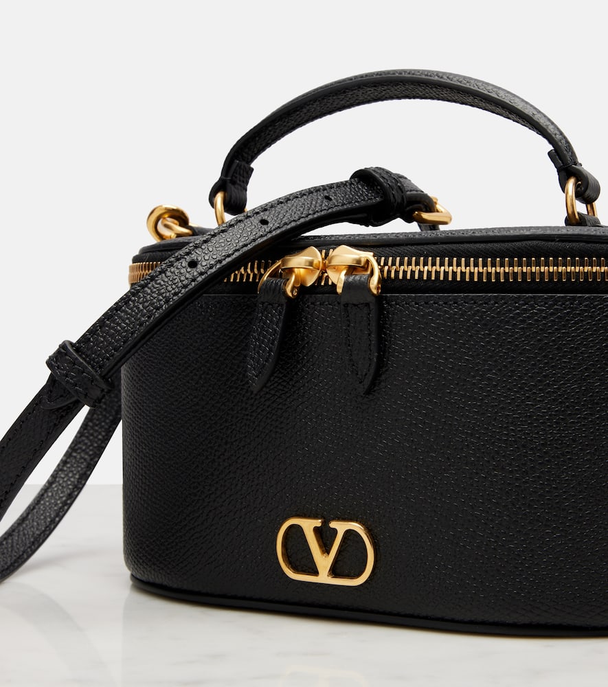 Valentino Vlogo Mini Leather Vanity Bag In Black