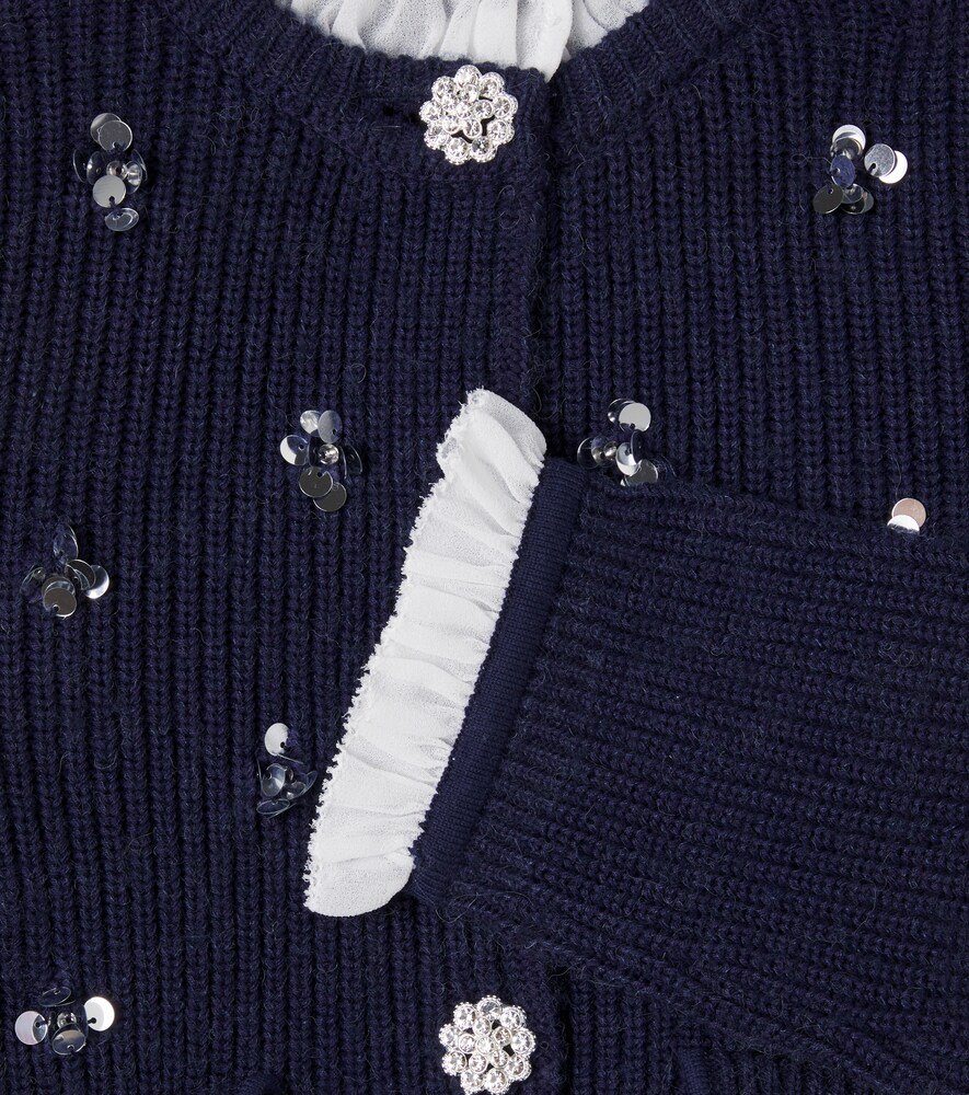  Self-portrait Kids Self-portrait Kids Embellished Ribbed-knit Cardigan 