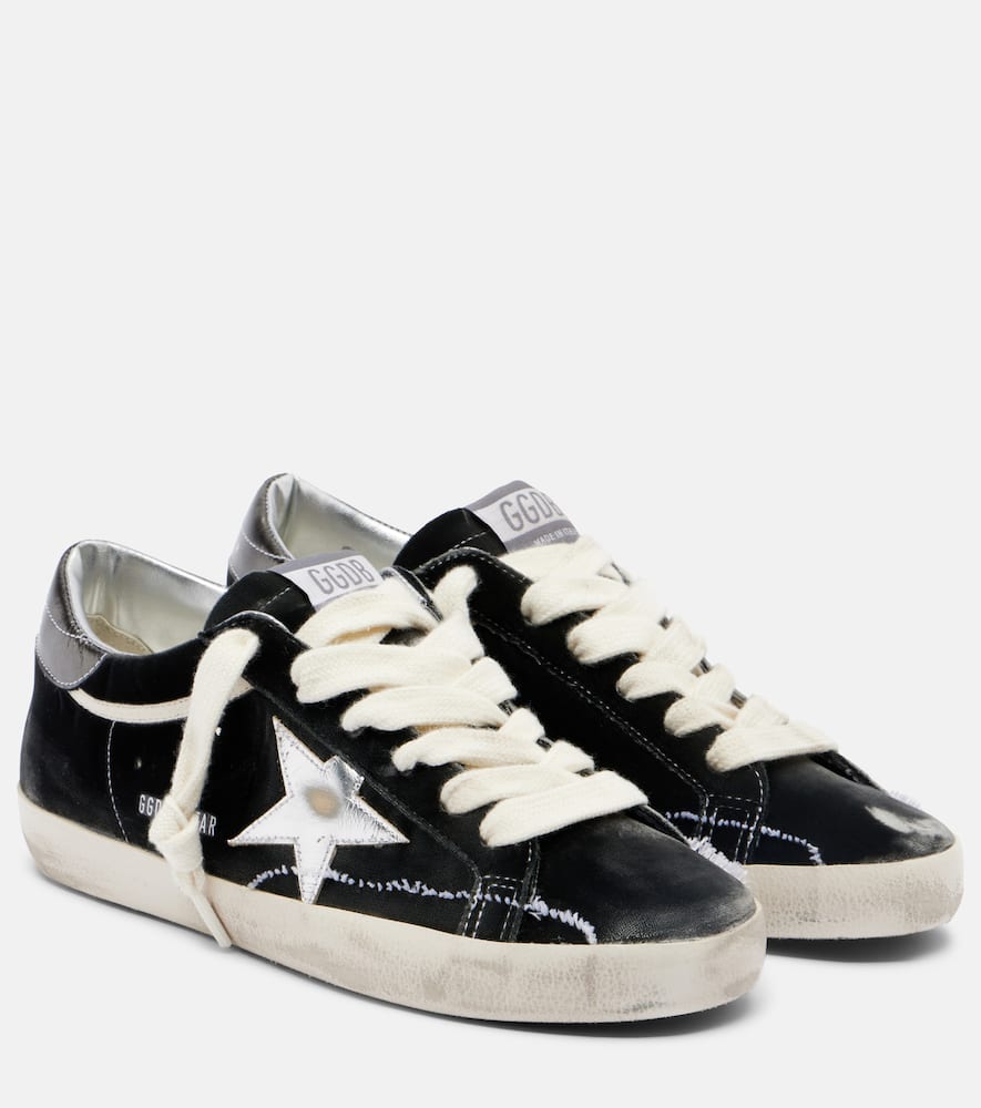 Golden Goose Super-star Velvet Sneakers In Gray
