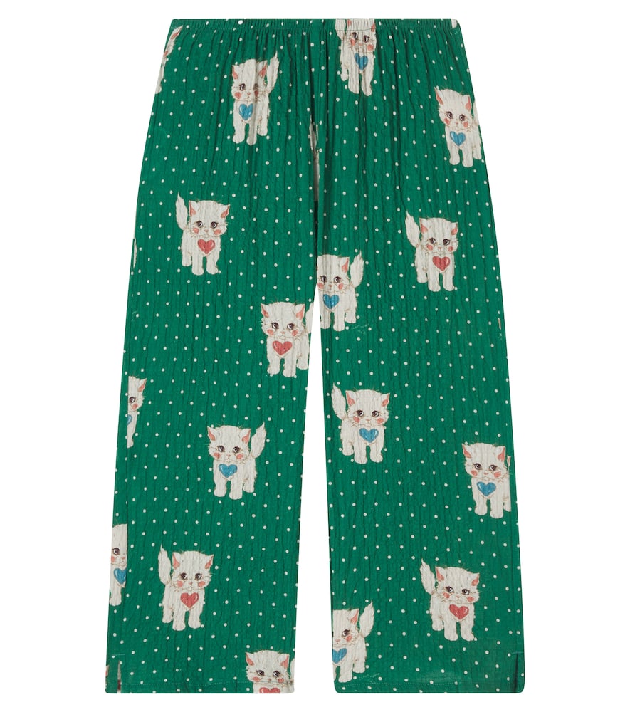 Konges Slojd Kids' Konges Sløjd Elin Polka-dot Printed Cotton Pants In Multi