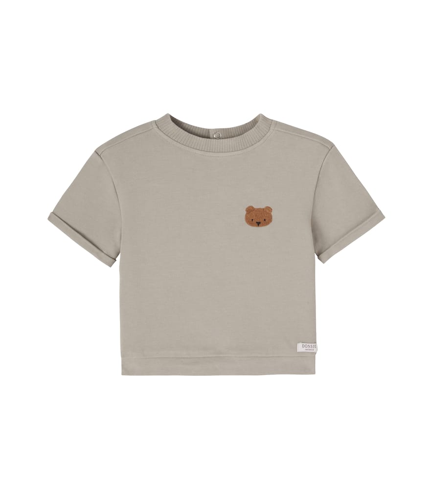 Donsje Baby Jarne Embroidered Cotton T-shirt In Gray