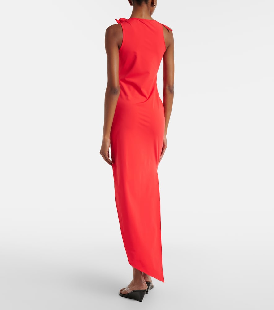  Coperni Coperni Floral-applique Asymmetric Jersey Maxi Dress 