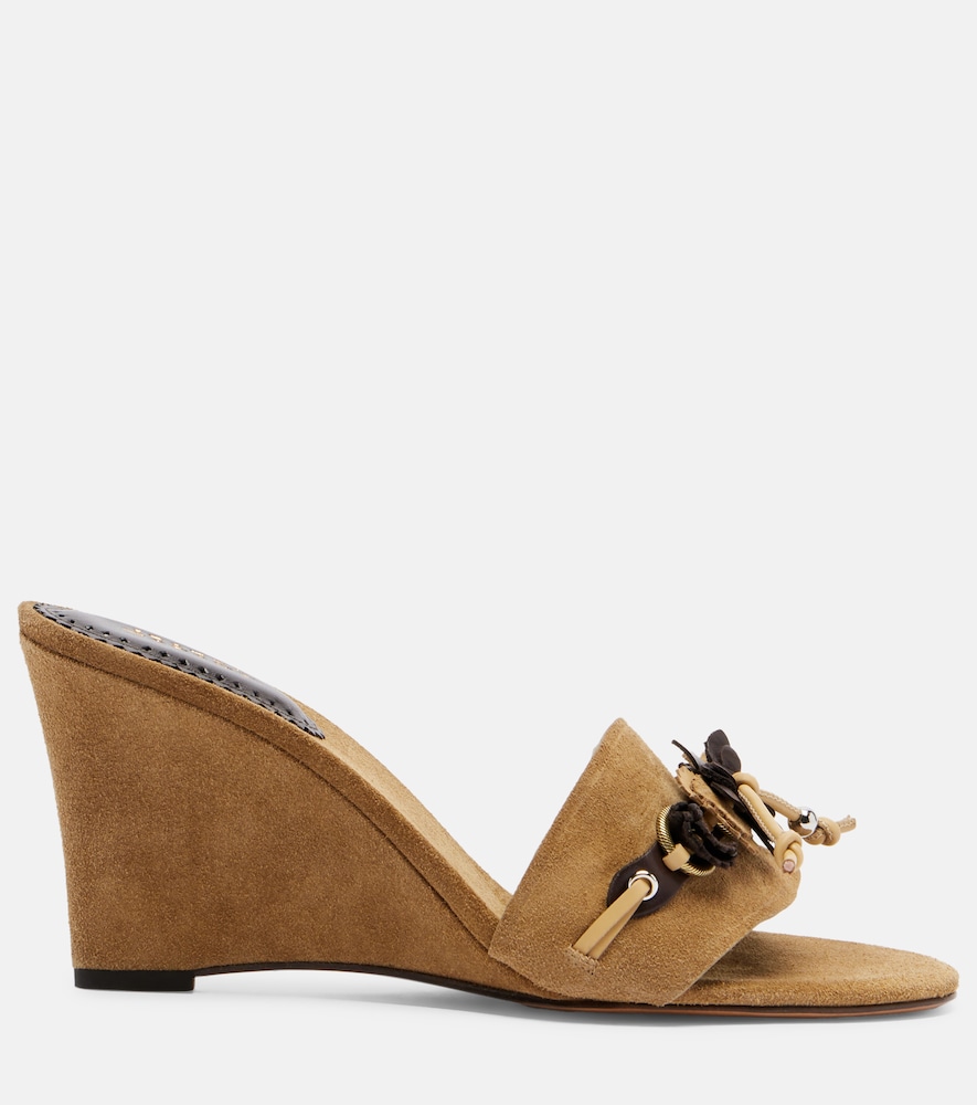  Isabel Marant Isabel Marant Anee Embellished Suede Wedge Mules 