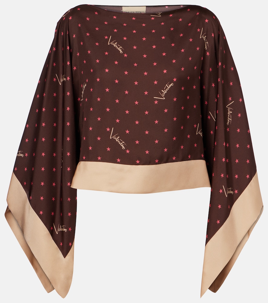 Bedrucktes Top aus Seiden-Twill