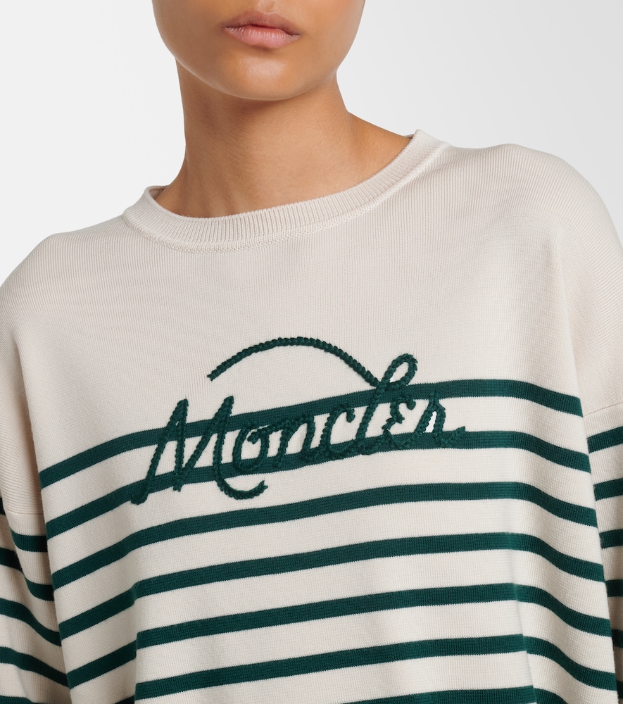  Moncler Moncler Embroidered Striped Virgin Wool Sweater 