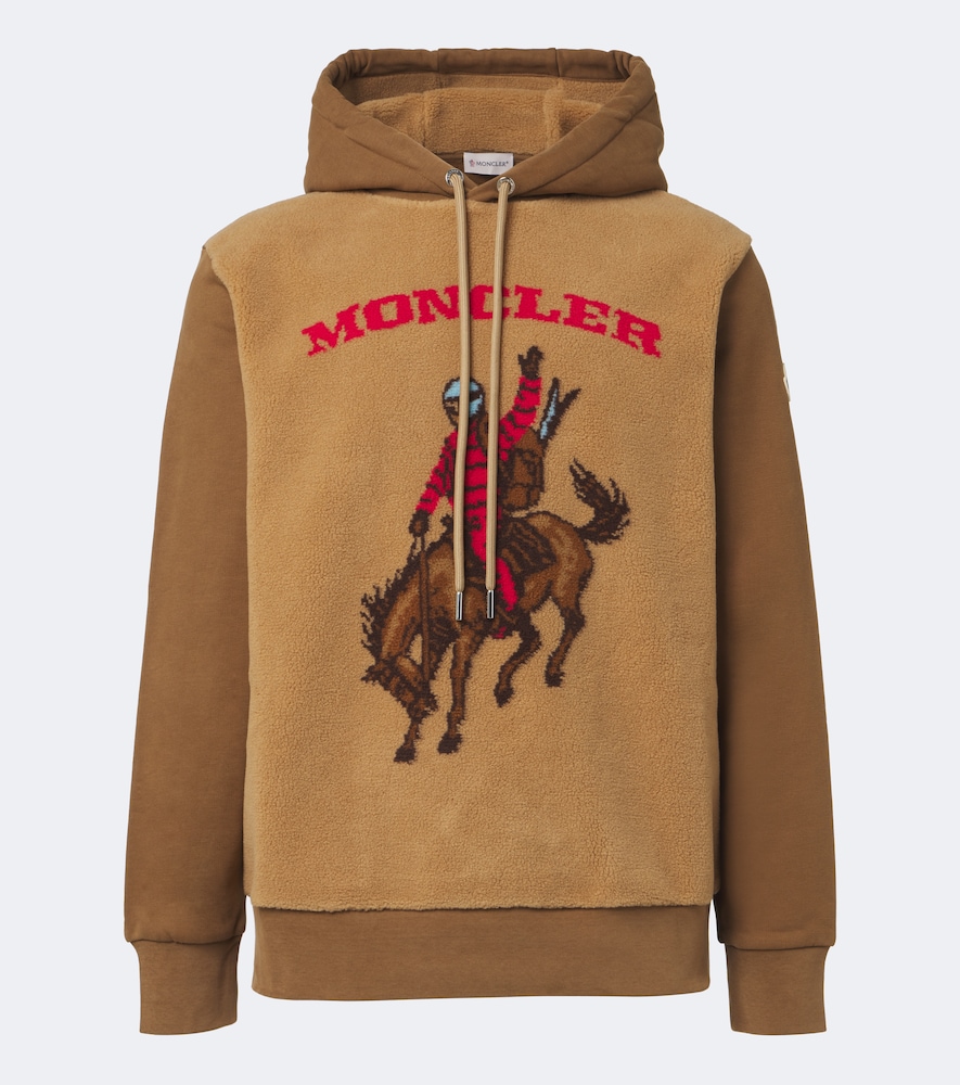 Moncler Men's Brown Printed Fleece And Cotton Hoodie UK Size 42 - Mytheresa