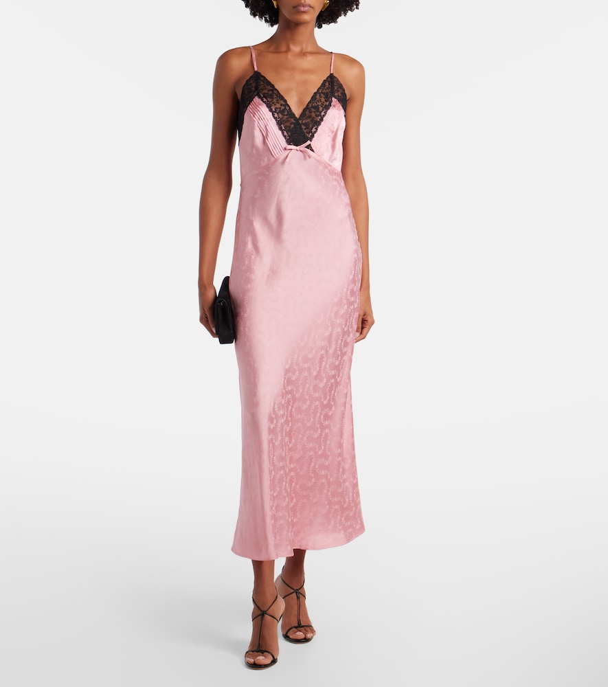 Rixo Alberta floral satin jacquard midi dress