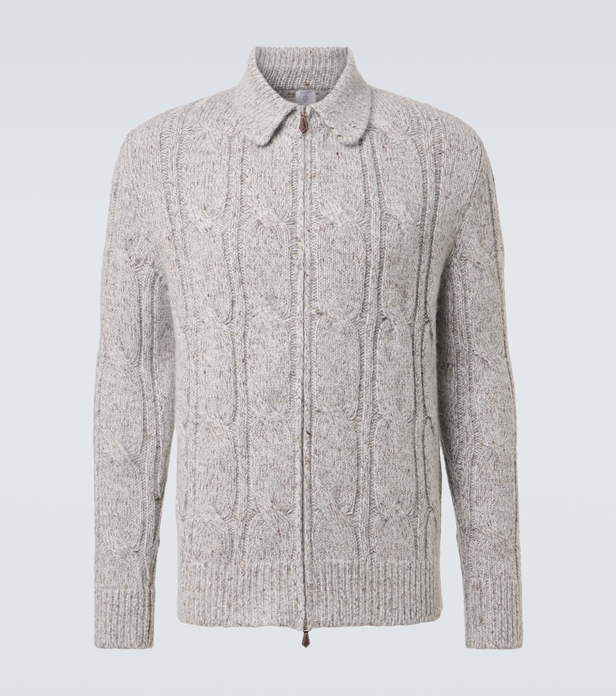 Cardigan in misto lana, alpaca e seta con zip