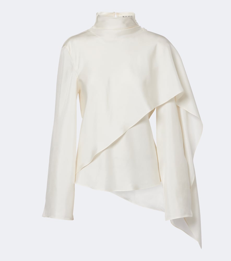 Róhe Top a collo alto con cappa in satin di seta