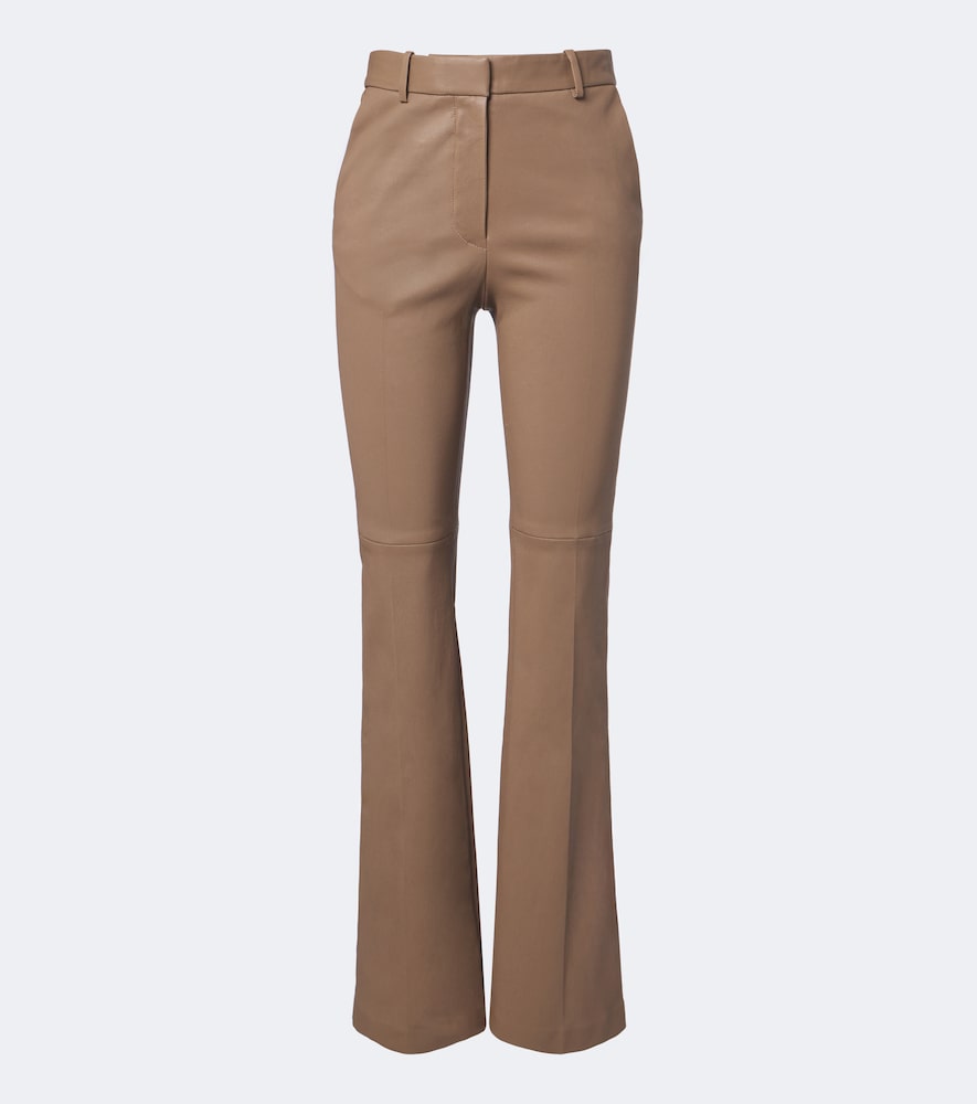 Joseph Tafira Leather Flared Pants In Beige