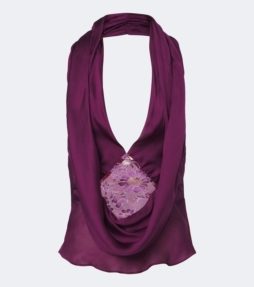 Top Cesura aus Seide mit Spitze