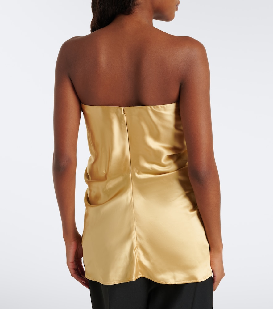 Eden Gathered Silk Satin Bustier Top
