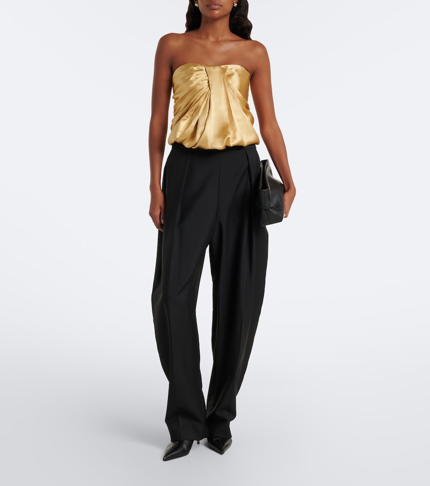 Eden Gathered Silk Satin Bustier Top