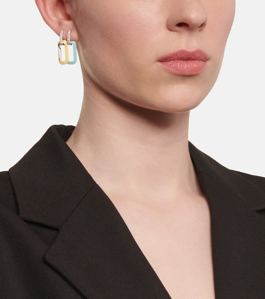 Shop Eéra Eéra Chiara Small 18kt Gold Single Earring With Diamonds In Blue