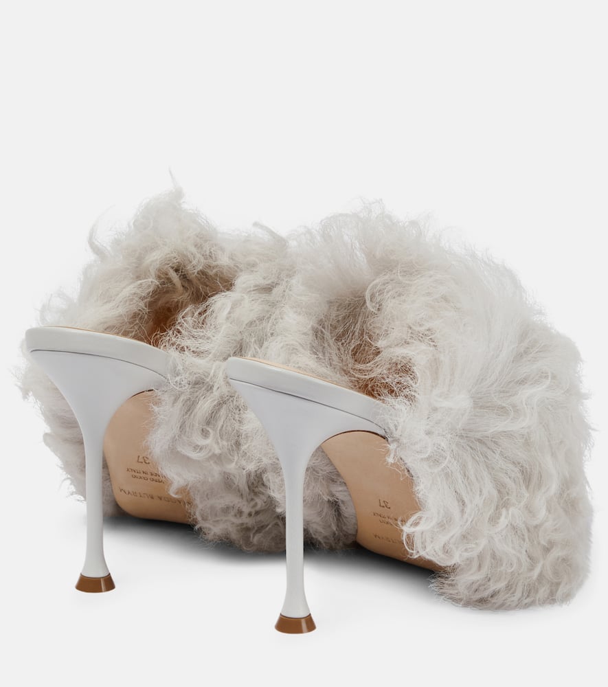 Shop Magda Butrym Shearling Pvc Mules In Grey